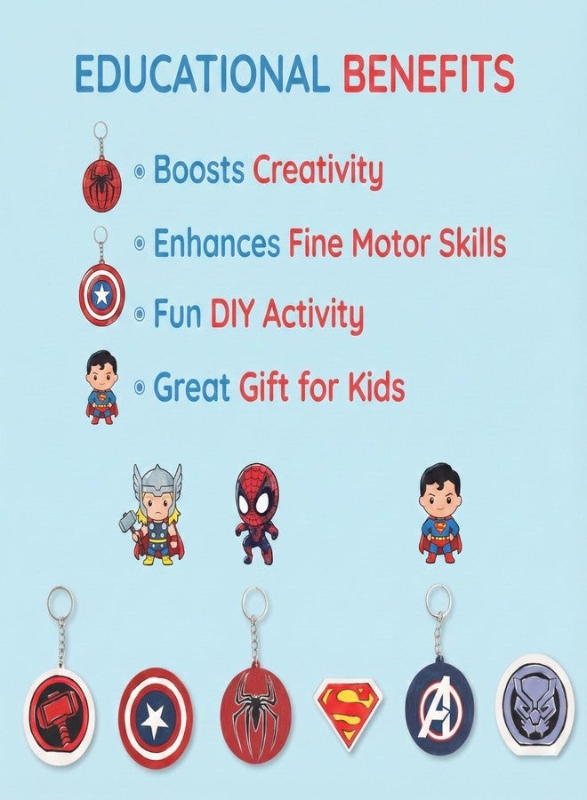 HOBBY INDIA DIY Keychain Fridge Magnet Painting Kit for Kids & Adult | Creative Art & Craft Set Gift for Girls & Boys | Cute Resin Activity Key Chain Making | Fun Birthday & Home Decor (Super Hero) - Image 5